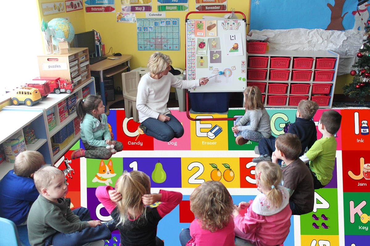 ABC Kids Alphabet Rug - Vibrant Colorful Bright Colors - for Kids Room/Bedroom/Classroom/Playroom Area Rug (A, 300X400CM)