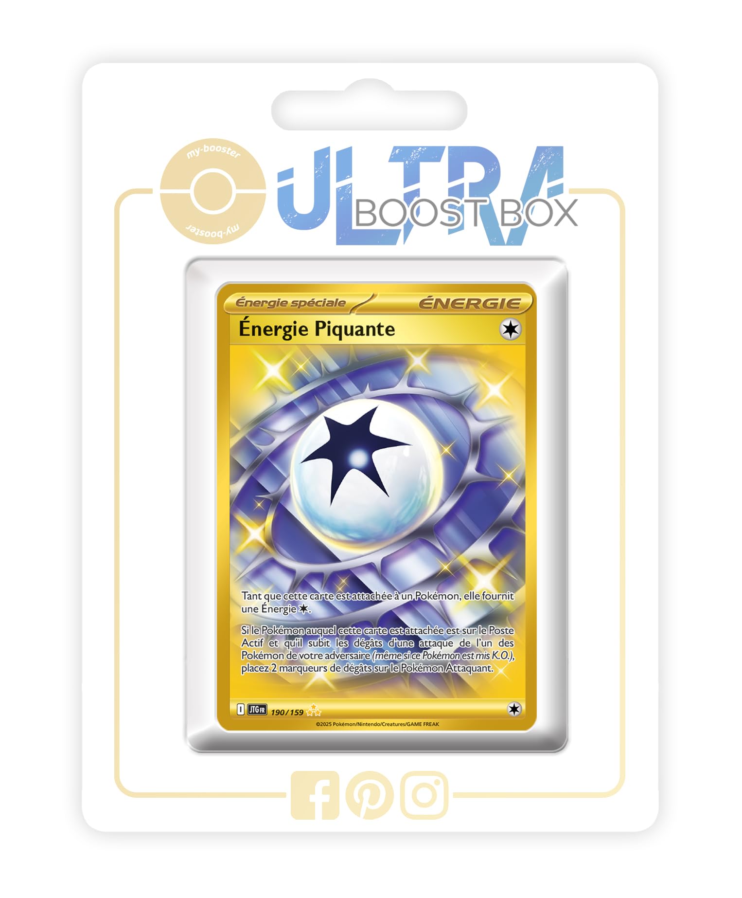 my-booster Énergie Piquante (Energia Appuntita) 190/159 Segreto Energia Oro X Écarlate et Violet 9 Aventures Ensemble - Box di 10 carte Pokémon Francese