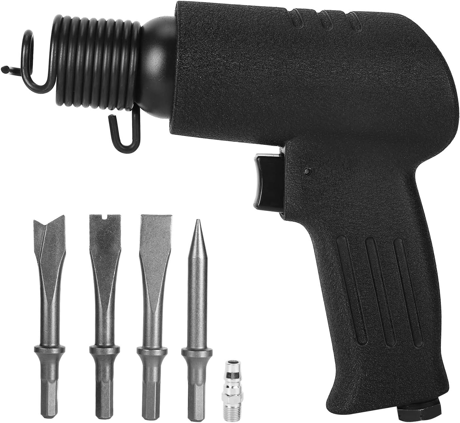 KP 762 Air Chisel Shovel Pneumatic Hammer Tool Set, 4200bpm Impact Speed, Alloy Steel Material, for Cutting Shovelling Slotting, with 4pcs Chisel Heads Ergonomic (Japanese Style)