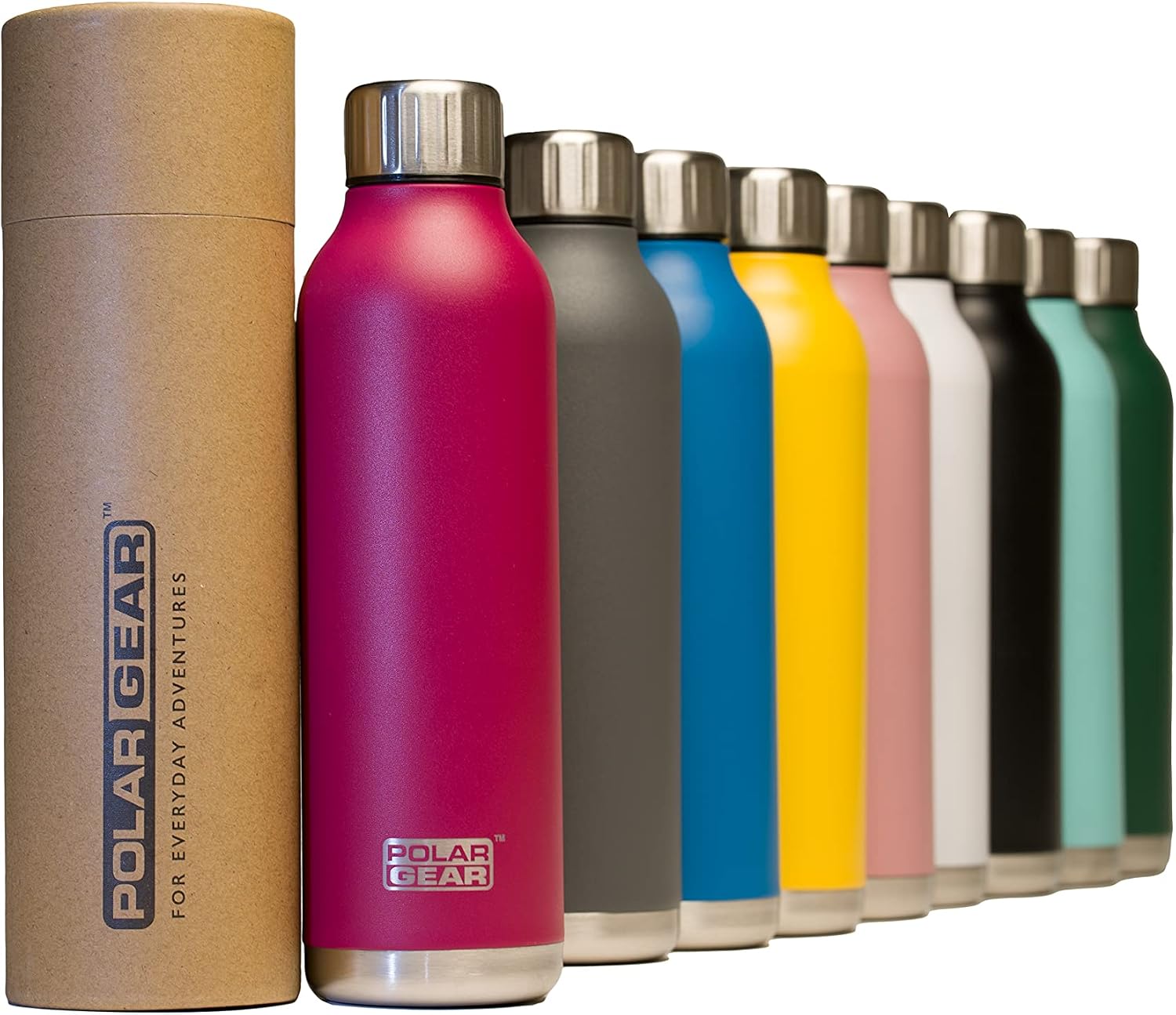 Polar Gear Stainless Steel Water Bottle, 500ml Vacuum Insulated Metal Water Bottle, Double Wall, Leakproof Drinks Bottle