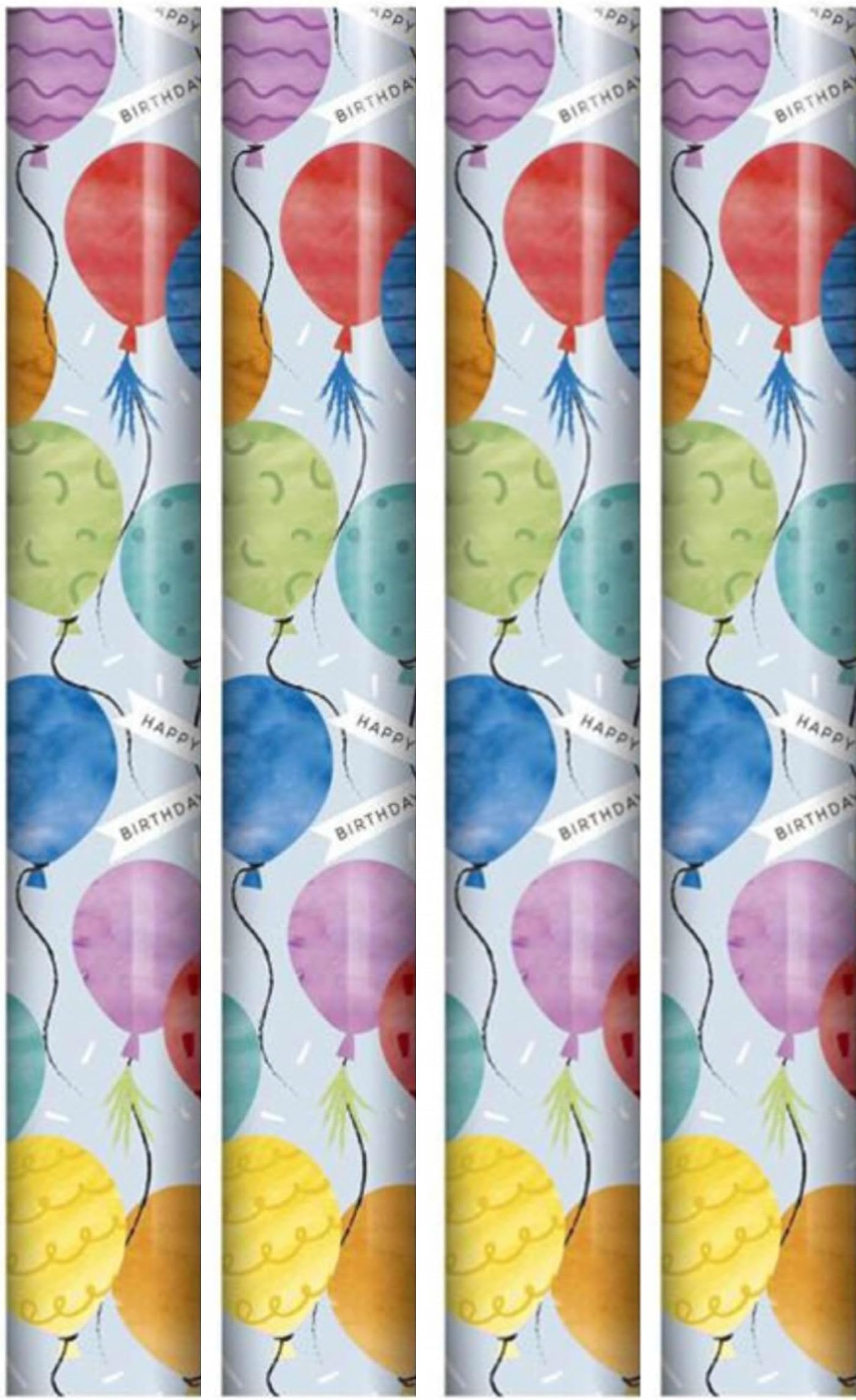 10m Birthday Gift Wrapping Paper 4x2.5m Multicoloured Balloons Happy Birthday