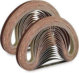 1/2 Inch x 18 Inch Sanding Belts, 8 Each of 60/80/120/180/240 Grits, Belt Sander Tool for Woodworking, Metal Polishing, 40Pack Aluminum Oxide Sanding Belt