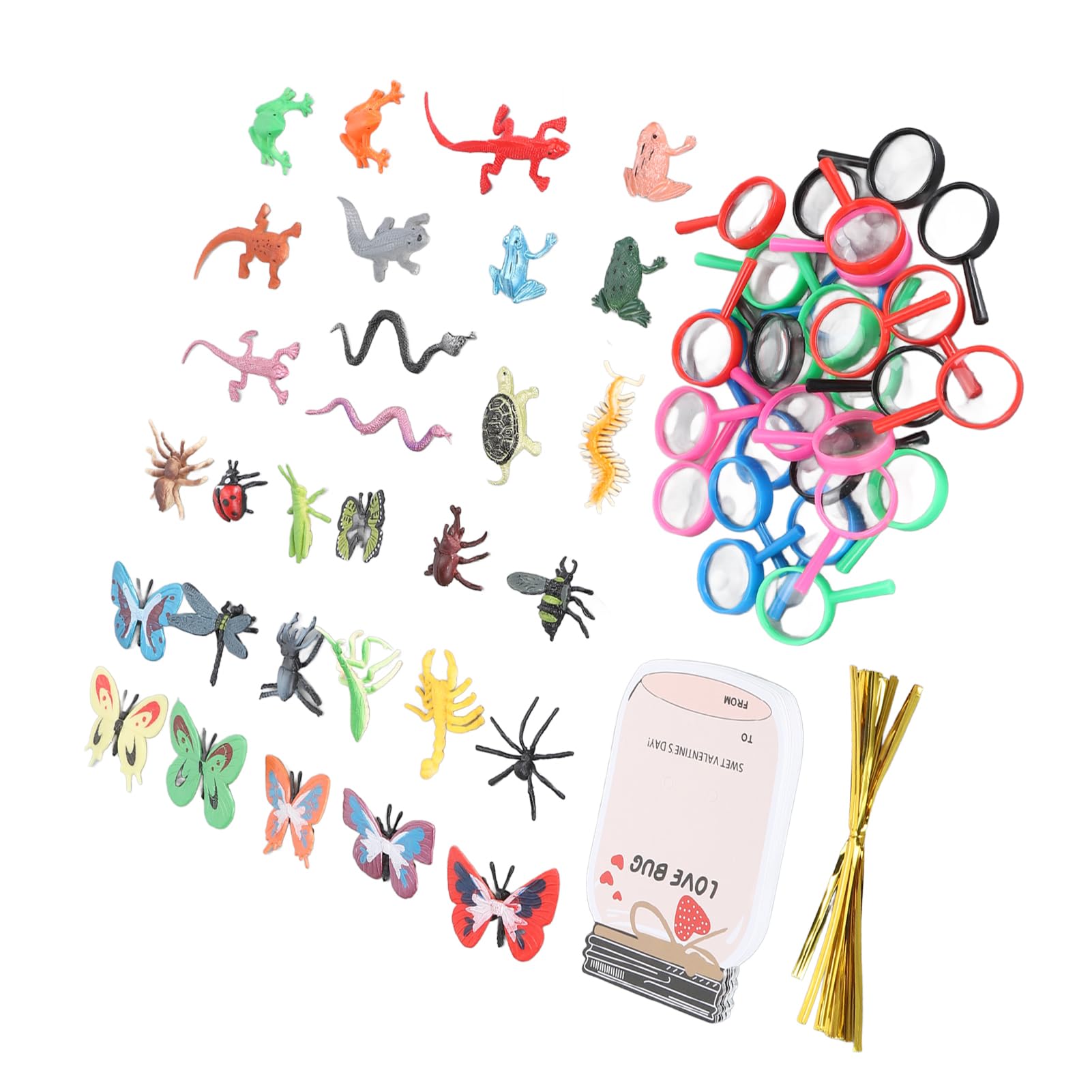 Cocoarm Biglietti di San Carta e Plastica Set di Carte Regalo con Insetti d'amore 30 Biglietti con Decorazioni di Insetti Facile da Montare per Bambini Adulti Feste in Classe e Bomboniere di San