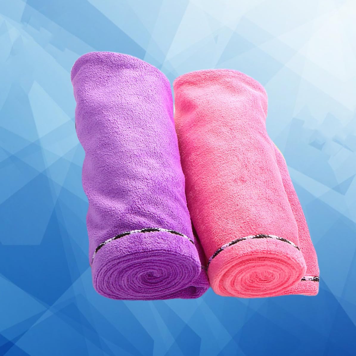 2pcs Microfiber Hair Drying Turban Caps for Wet Long Hair