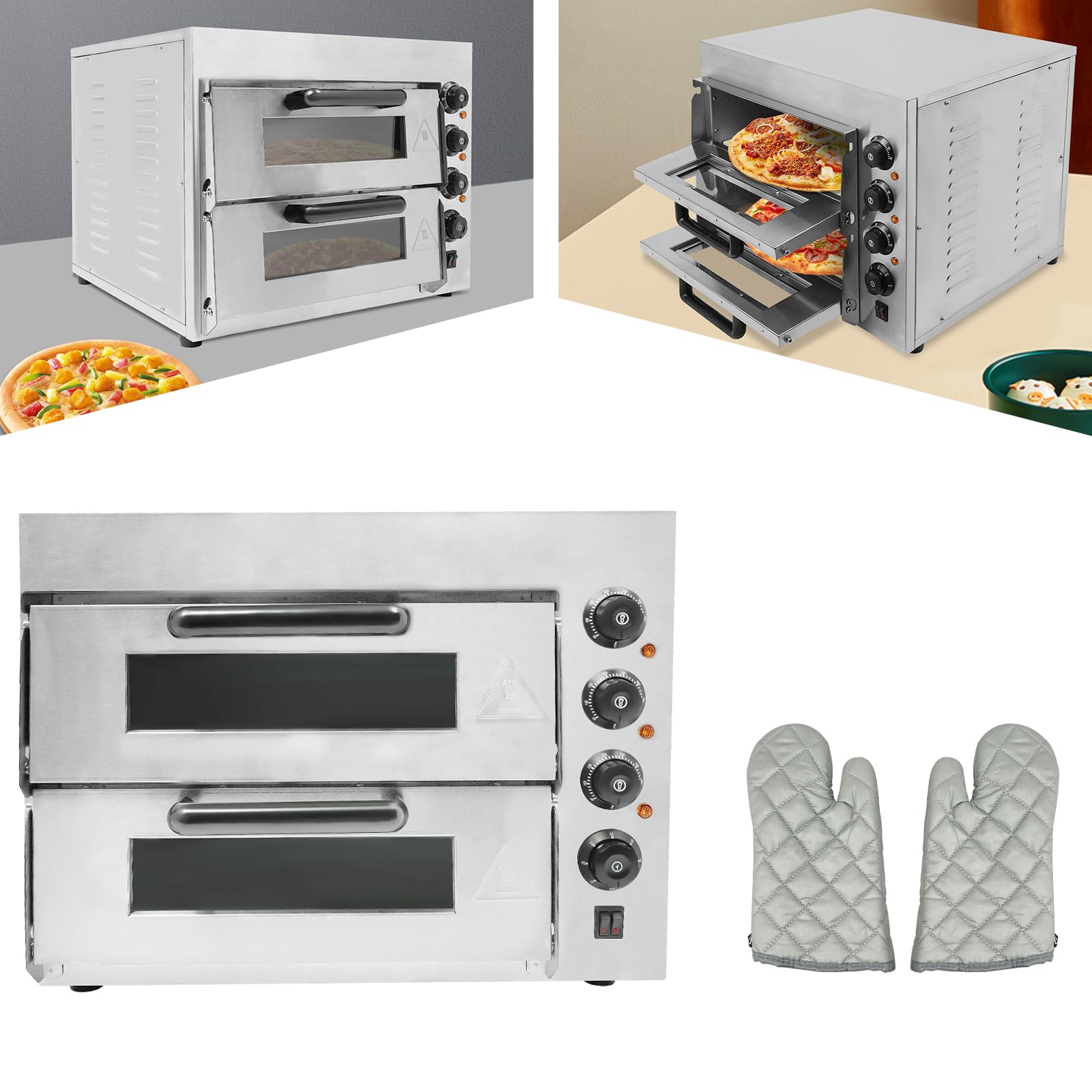Forno per pizza elettrica a due stadi gastronomia cottura professionale portatile tavolo multifunzione torte Quiches mini elettrico party hotel cibo commerciale cottura pasticceria