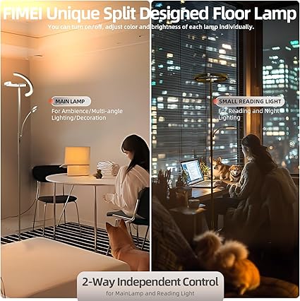 FIMEI FIMEI Lampada da Terra 29 W, Lampada da Lettura, Continua Dimmerazione & Kleurtemperatuur 3000K-6000K, Controllo Remoto & Touch, Lamp da Terra Uplighter per Soggiorno, Ufficio photo 3