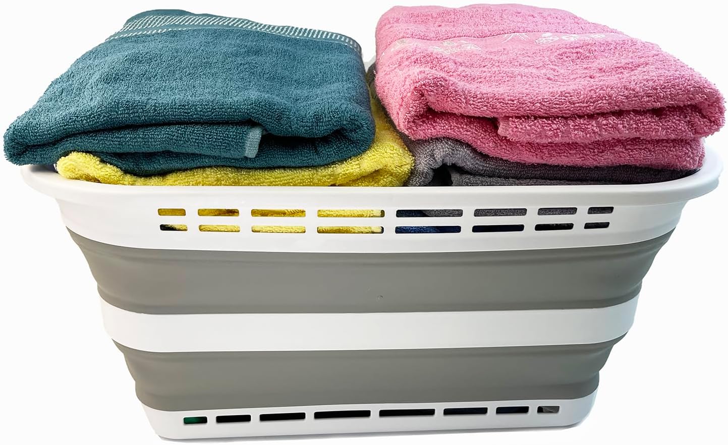 Collpasible Laundry Basket (42L Collapsible Laundry Basket with Holes (White/Grey))