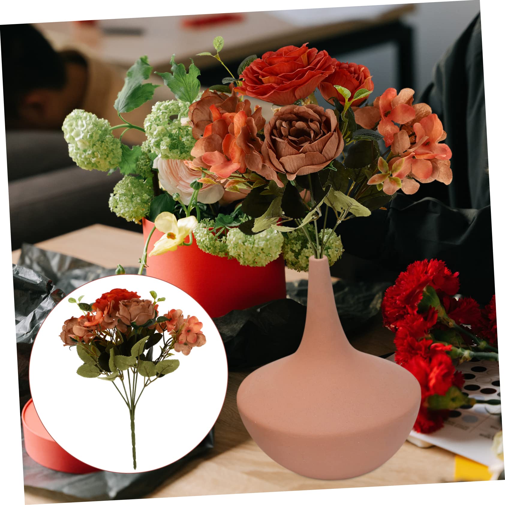 IMIKEYA 8 STK künstliche Pfingstrose Kunstblumenstrauß künstliche blüten Vintage Wohnkultur künstliche Pflanzen im freien Heimdekoration künstliche Blumen Simulationsblumenstrauß Draht