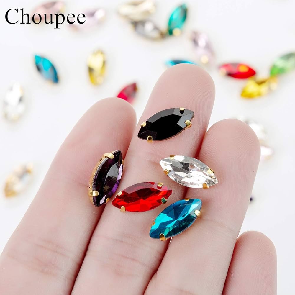 Choupee Navette Sew on Rhinestone 50pcs Horse Eyes Sew on