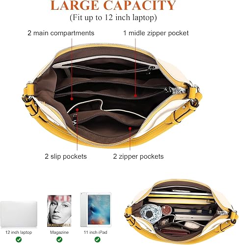 Vista 7 de Over Earth Genuine Leather Hobo Bags for Women Medium Soft Purses Casual Shoulder Bag and Handbags