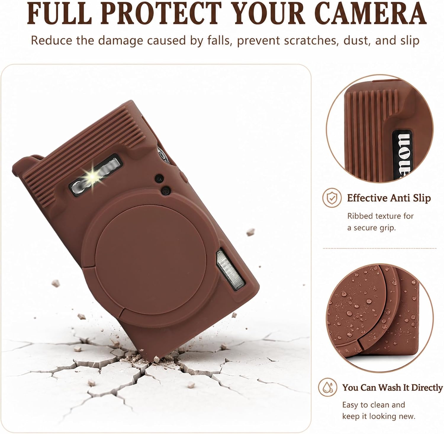 Case for Canon PowerShot ELPH 360/IXY 650 with 2 Screen Protector and 1 Charm Wrist Strap Accessories, Soft Silicone Digital Camera Protector Case with Lens Cover image 4