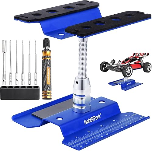 Hobbypark Estación de trabajo de reparación de aluminio RC Car Stand de trabajo de reparación de 360 grados de rotación de elevación o inferior,