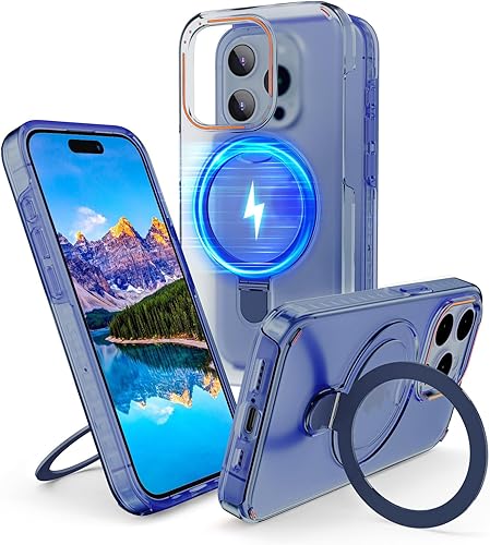 Funda a prueba de golpes para iPhone 15 Pro, compatible con MagSafe, funda magnética más fuerte para iPhone 15 Pro con soporte, funda de teléfono de
