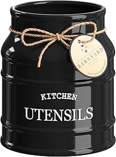 Barnyard Designs Ceramic Farmhouse Utensil Holder for Kitchen Counter, L...