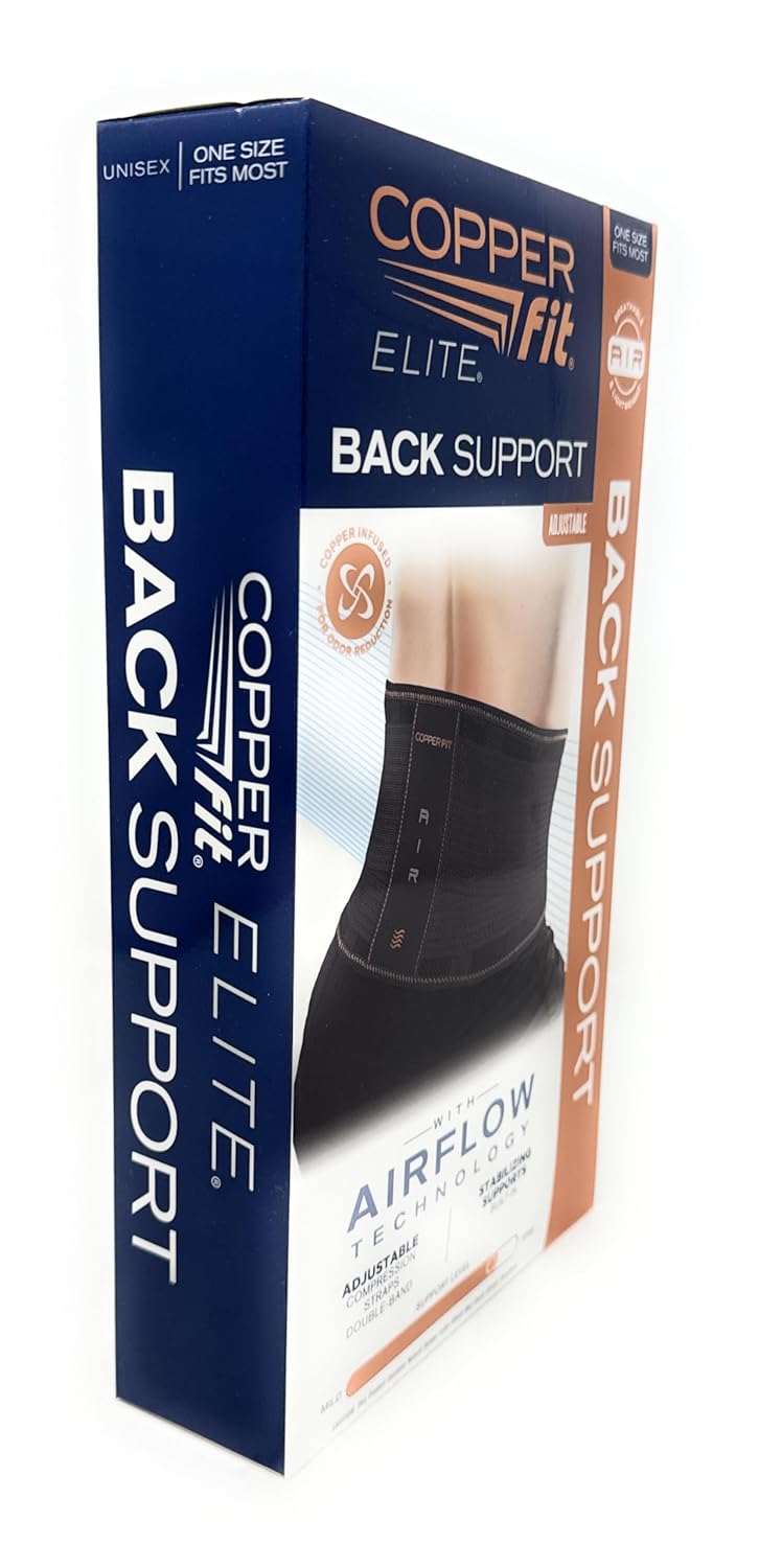 Copper Fit Elite Air Back Support Brace with Airflow Technology, Adjustable Compression Straps, Double Band, One Size Fits Most - Image 2