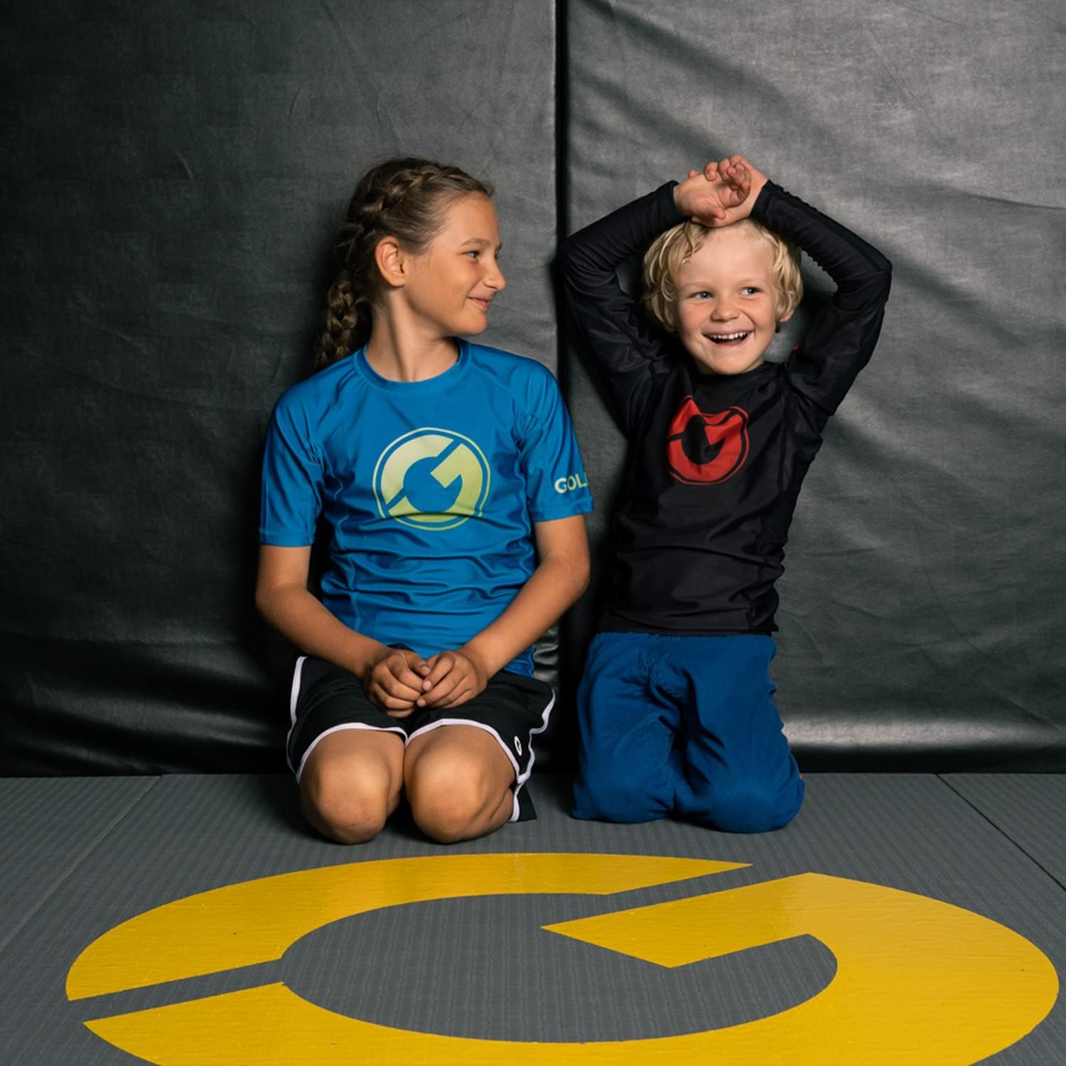 Gold BJJ Kids' Contender Rash Guard - Youth Boys and Girls Jiu Jitsu Rash Guards