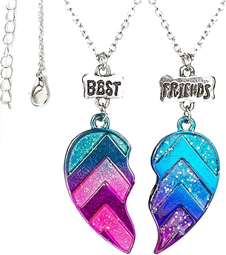 Zytiqt 2 Pieces Best Friend Necklace, Friendship Necklace for 2 Girls, BFF Necklace Set with Heart Pendant, Fashion Jewelr...