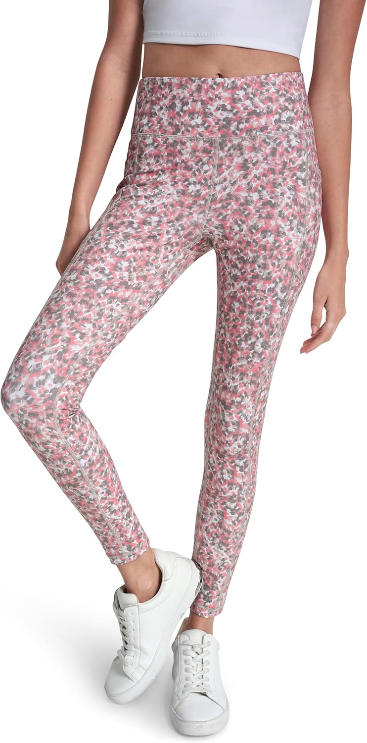 DKNY Women's High Waist 7/8" Printed Fitness Tight with Pockets