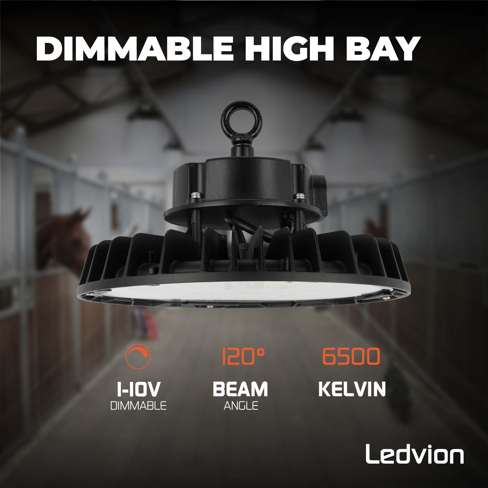Ledvion LED Hallenstrahler 240-190-140W 175lm/W 6500K Dimmbar IP65 | 175 lm/W, dimmbar in 3 Stufen, IP65, 5 Jahre Garantie