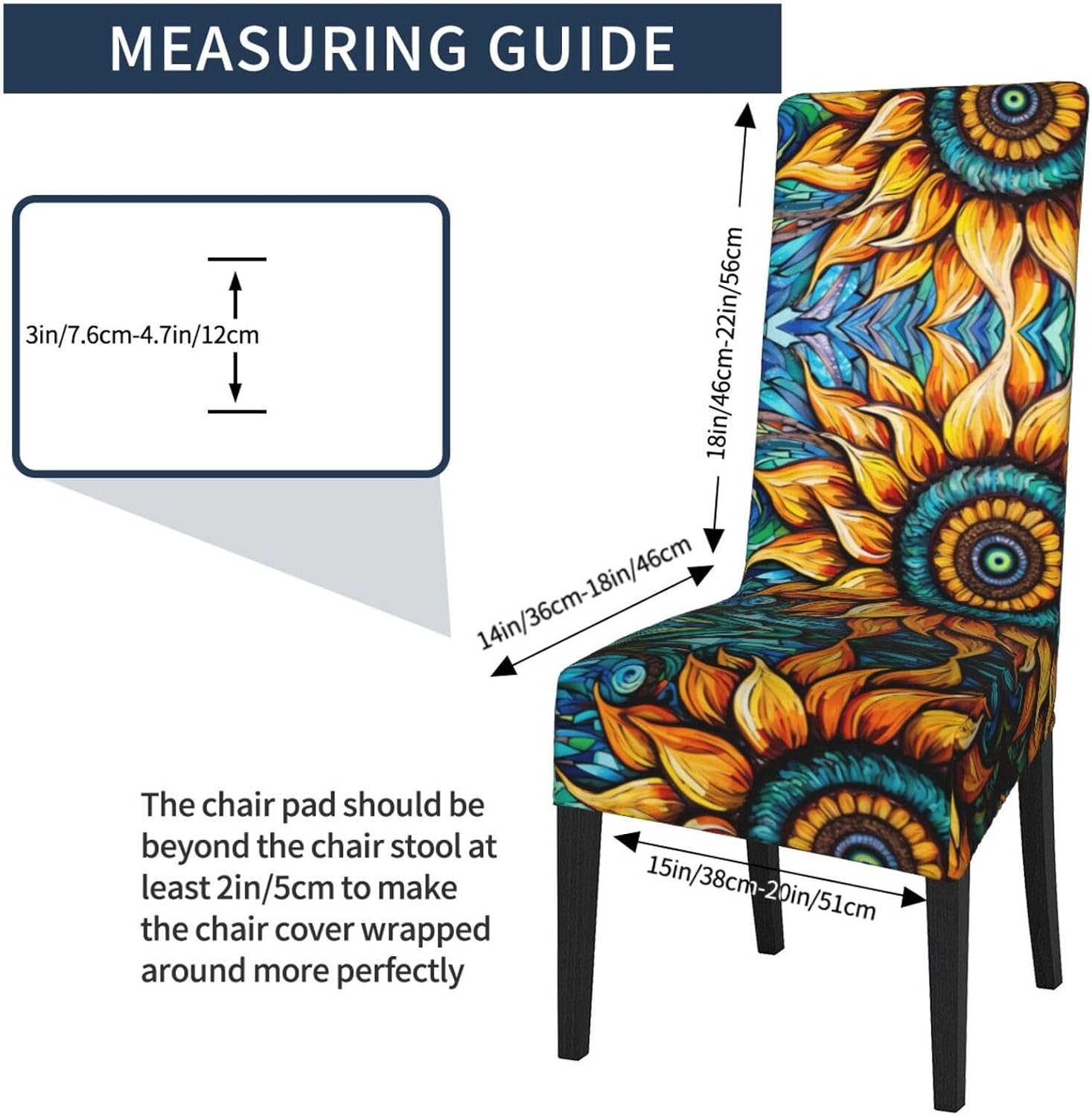 Spinning Sunflower Prints Protection Cover for Dining Chair - Stretchable Chair Throw Covers for Dining Room, Hotel Event Party