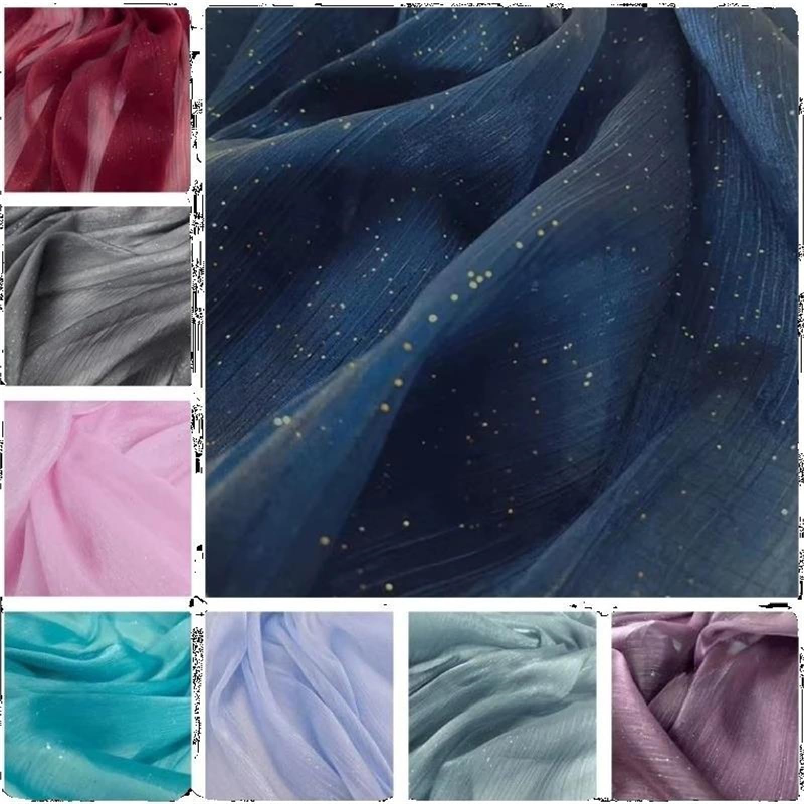 Tela de organza, Tela Organza Glitter Multicolor 100cm x 150cm(Mint En8)
