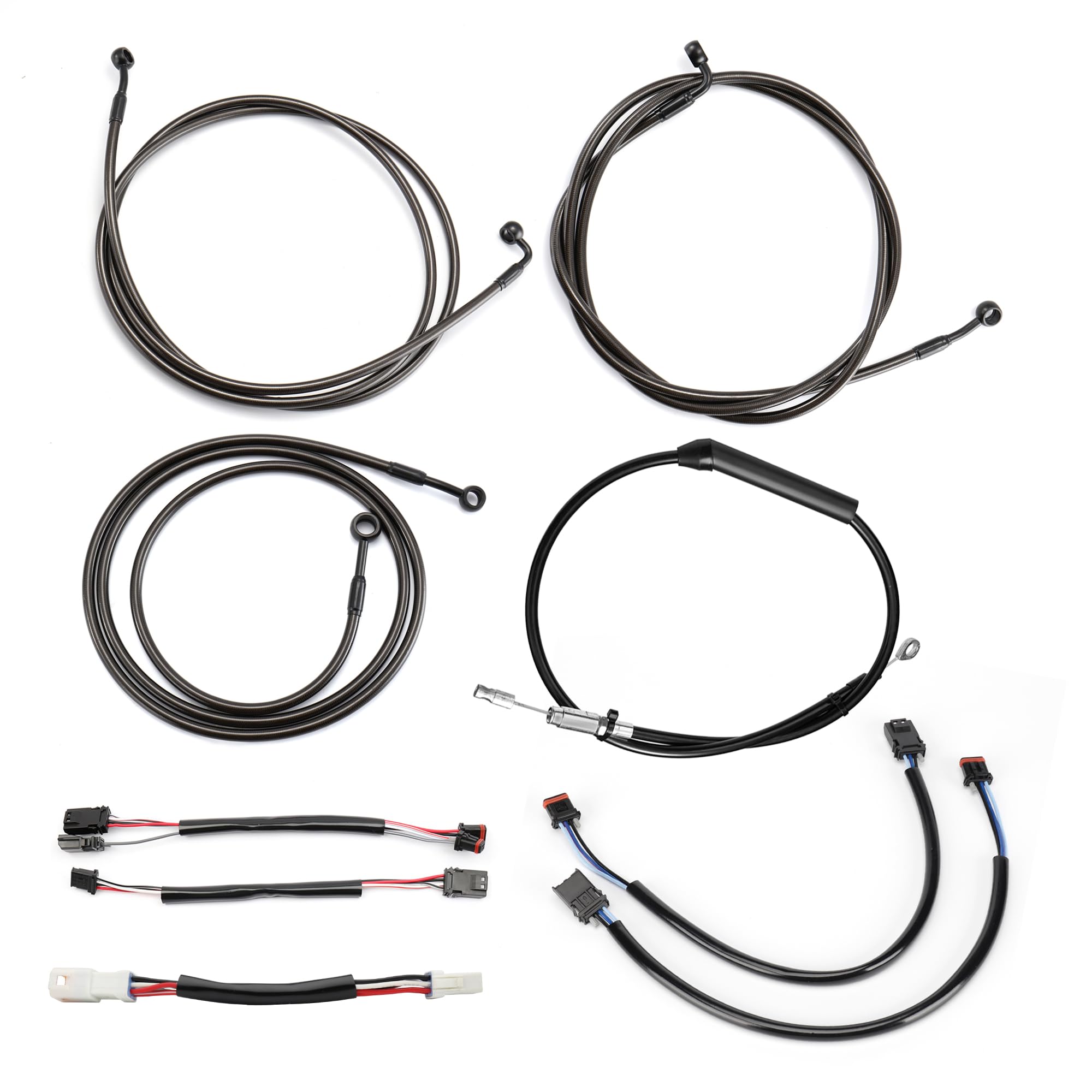TIGERSGATE 16" Ape Hangers Cables Touring Front Plug & Play Turn Signals Extension Wire Harness Kit & TBW & CAN Bus & Heated Grip Wire for 2021 & 2022 Harley Some Touring with ABS,Black Vinyl