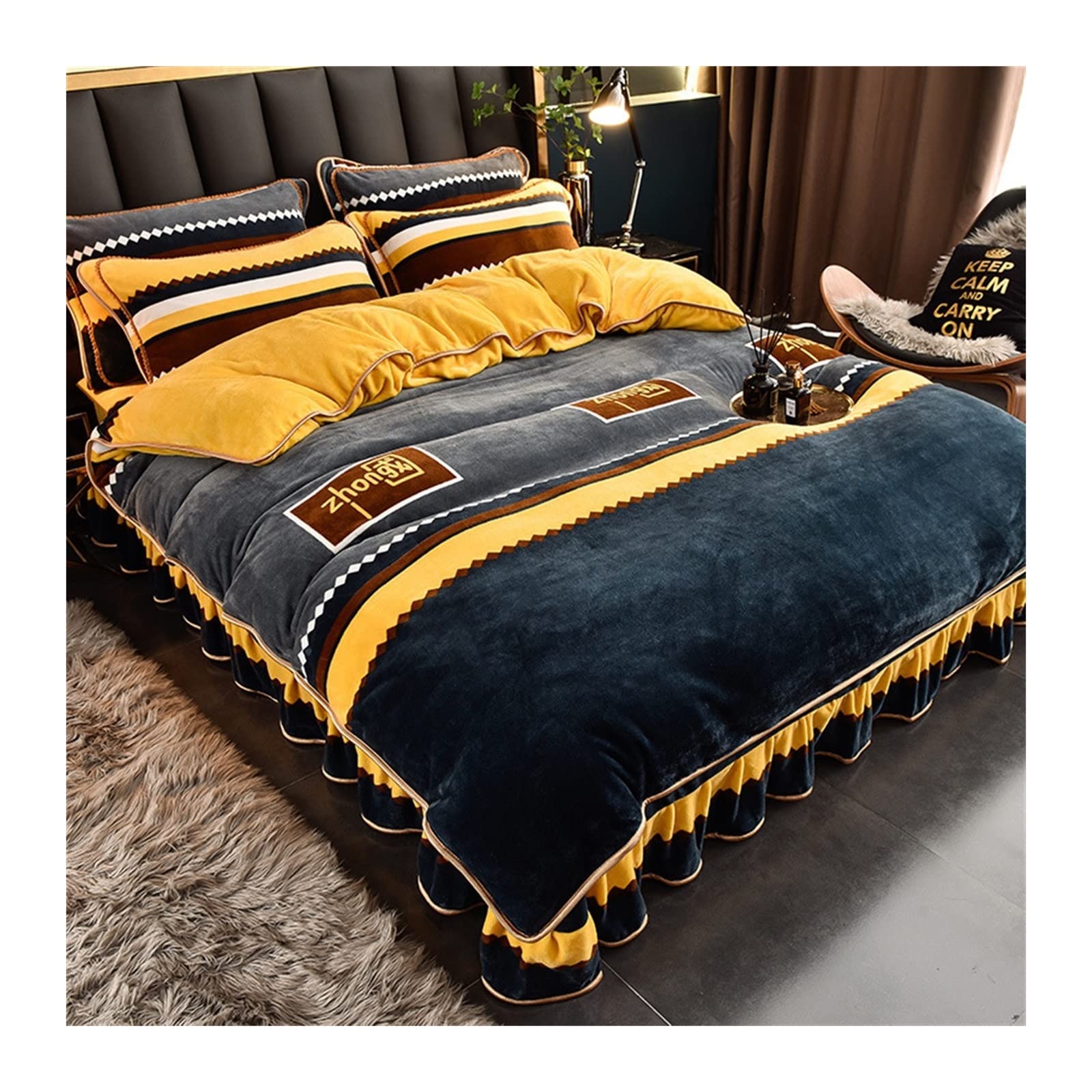 Housse de couette en velours RWRAPS contre le froid nocturne lit Queen 4 psc