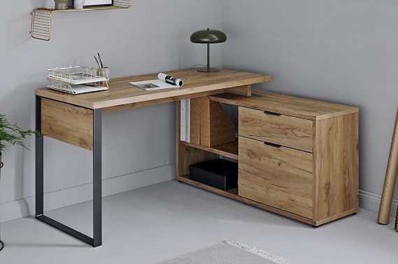 Jahnke Loop C 150 E Corner Desk Core Oak / Anthracite