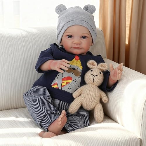 Miniatura 5 de WOOROY Muñecas realistas de bebé recién nacido de 19 pulgadas, hechas a mano, muñecas de bebé recién nacidas con cuerpo de tela suave, juguetes de
