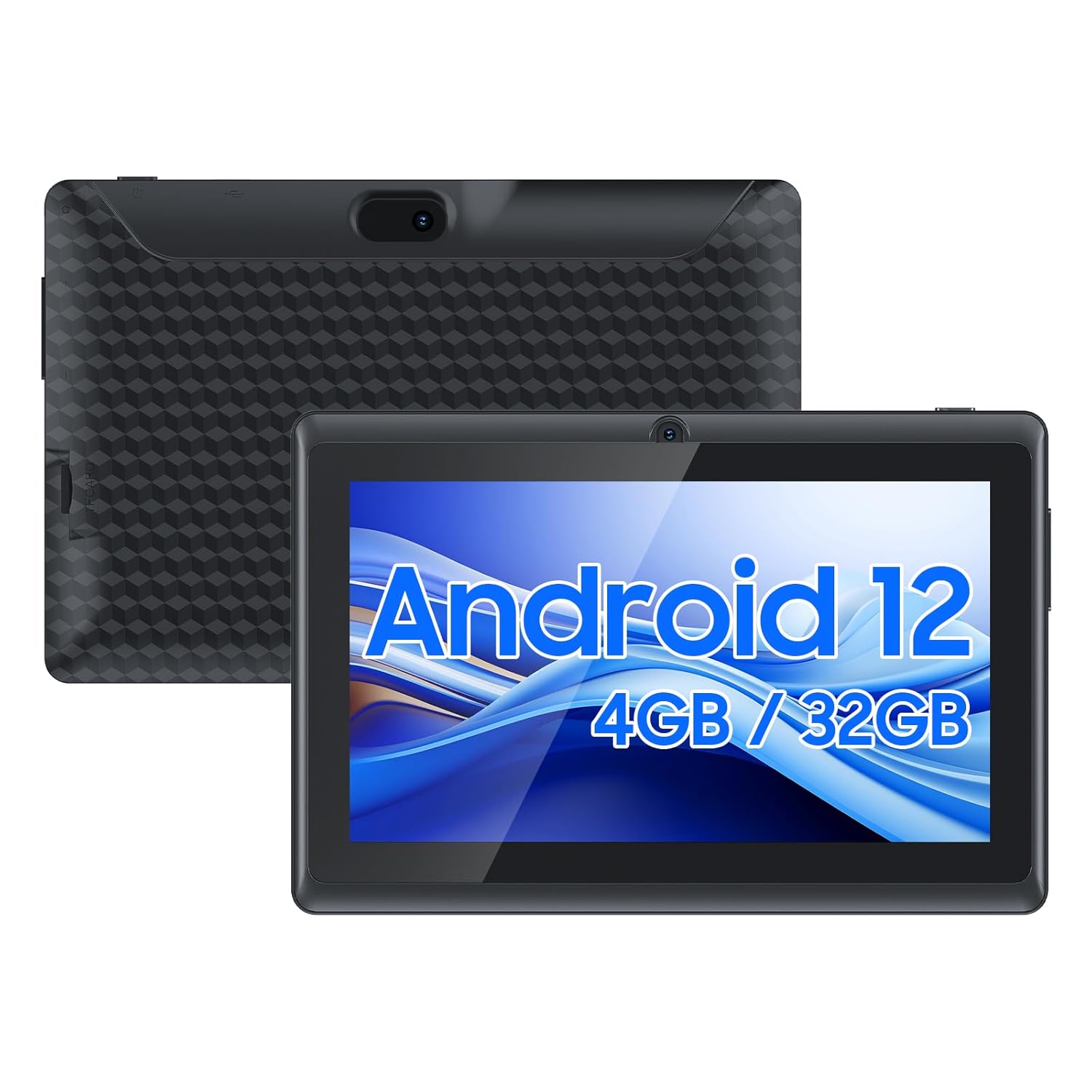 Android 12 Tablet, 7″ Tablet, IPS Touchscreen, Quad-Core, 4GB+32GB Expansion, 512GB, Dual Camera WiFi, BT, Lightweight