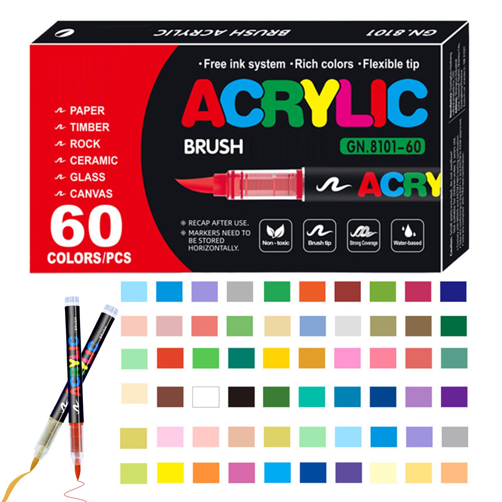 Acryl-Pinselmarker, Malstift, Kunstbedarf, multifunktionaler Acrylfarben-Marker, Kunst- und Bastelbedarf, für Kinder und Erwachsene