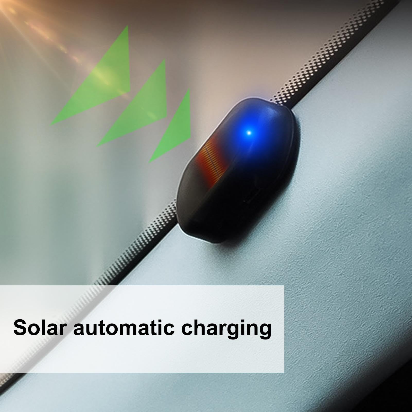 Luce Anti-Furto Auto Solare LED Lampeggiante con Sensore di Luce, Senza Batterie, Blu