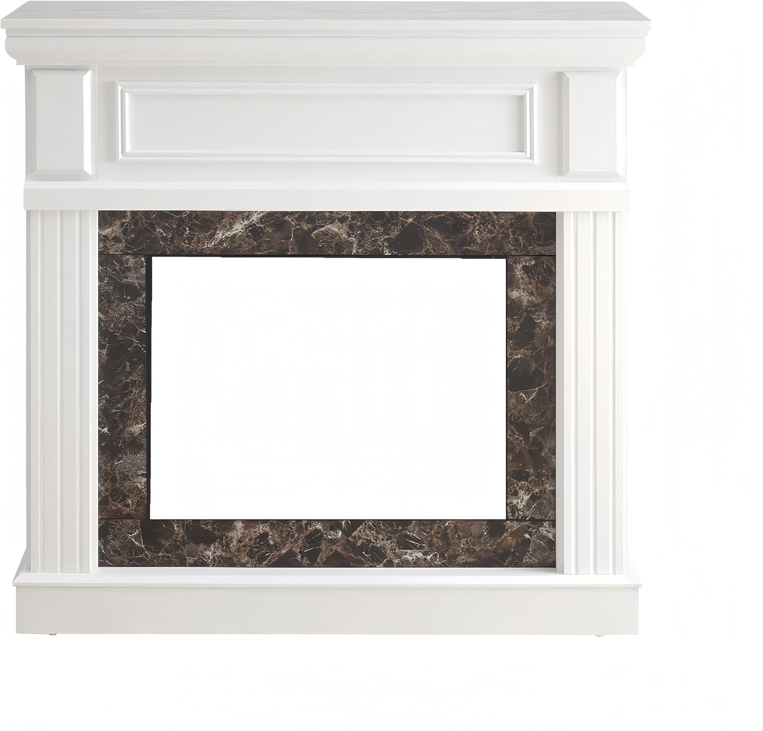 Wood Fireplace Mantel Surround, Freestanding Electric Fireplace Stove Mantel Distressed White, 44.75" W x 40" H(NOT Included Fireplace)