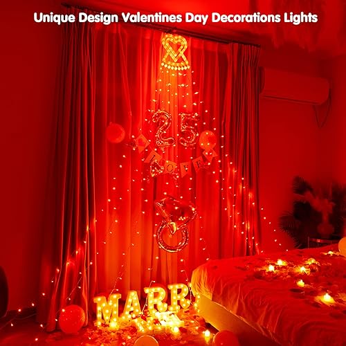 Miniatura 2 de Decoración para el día de San Valentín luces de decoración para el día de San Valentín 309 LED 8 modos luces de cortina enchufables de corazón a