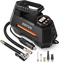 Vista 10 de AstroAI - Inflador de neumáticos - Compresor de aire portátil para neumáticos de auto - Bomba automática de 12 V CC con manómetro digital, con luz