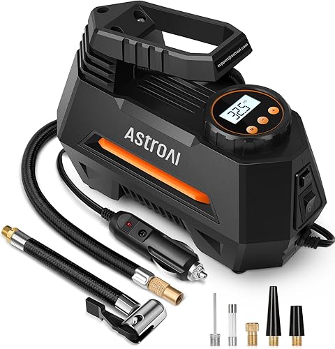 Miniatura 10 de AstroAI - Inflador de neumáticos - Compresor de aire portátil para neumáticos de auto - Bomba automática de 12 V CC con manómetro digital, con luz