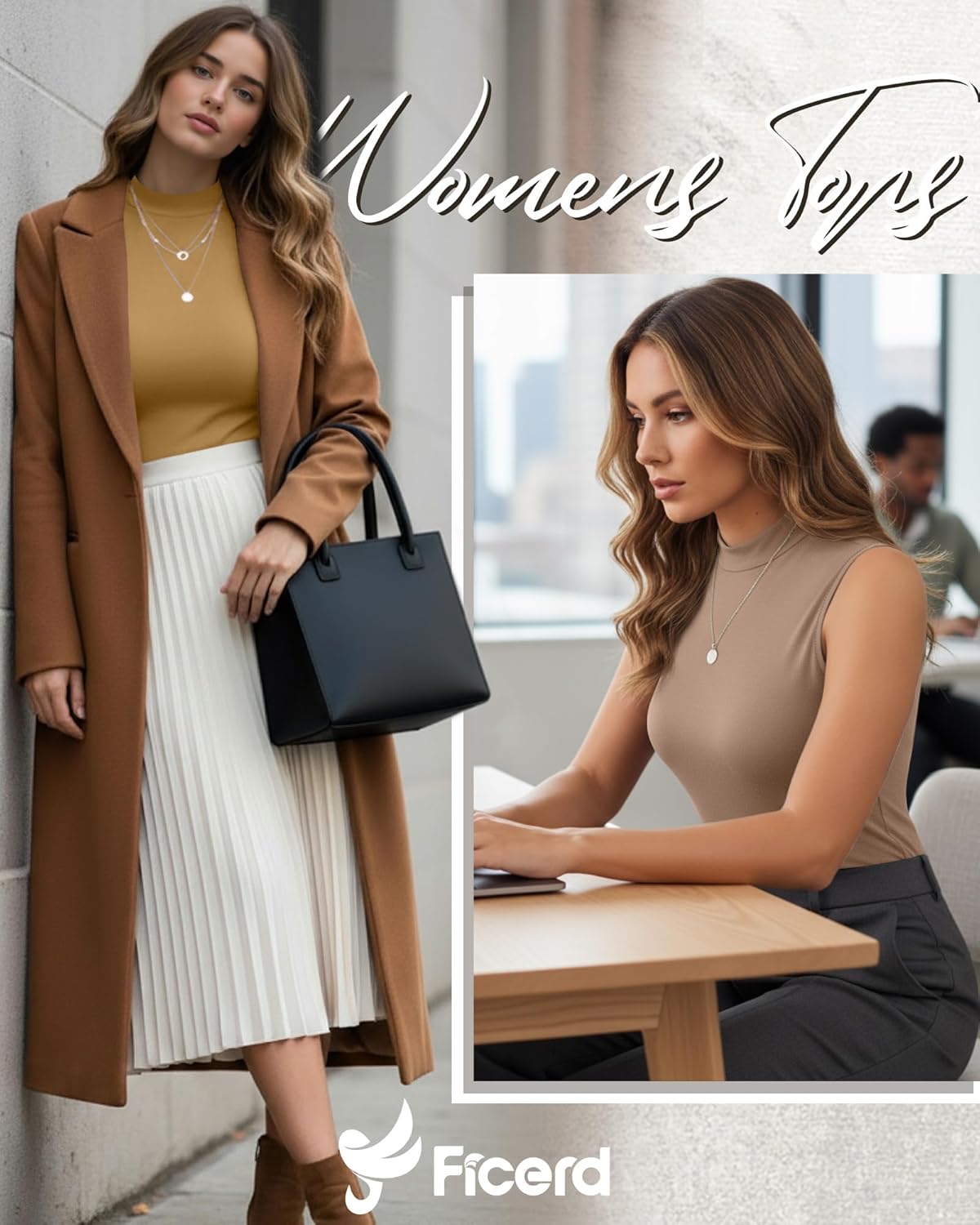 Ficerd 3 Pack Women's Sleeveless Tank Tops, Mock Neck Summer Shirts Slim Stretch Basic Tops Lightweight Knit Tee - Image 4