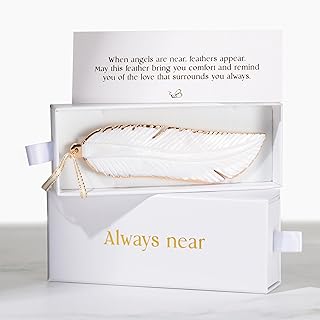 Hand-Carved Angel's Feather Memorial Ornament | Elegant Sympathy Gifts for Loss of Loved Ones | Remembrance Gift for Loss of Mother, Father, Pet, or Miscarriage | Includes Gift Box (1, No Charm)