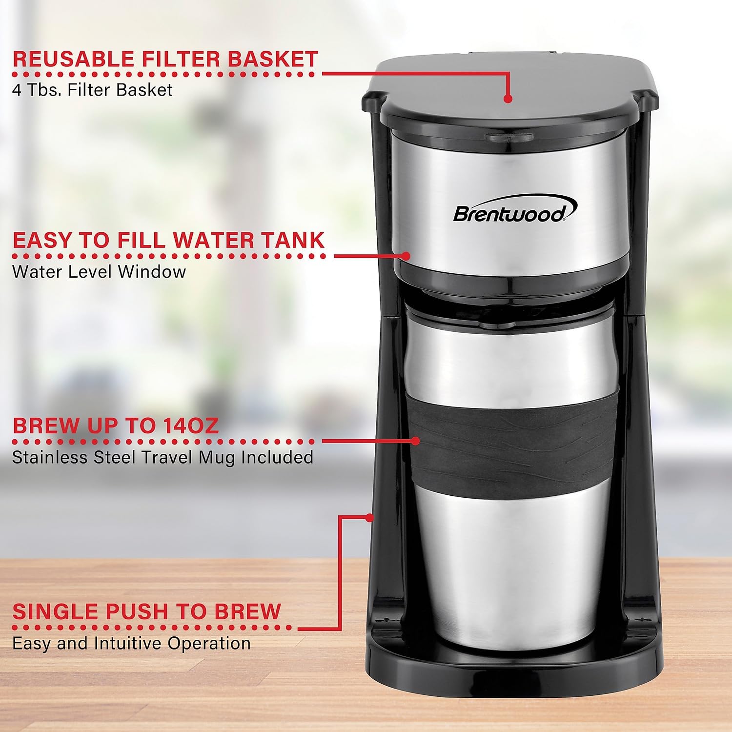 Brentwood TS-113BK Coffee Maker, standard, Black