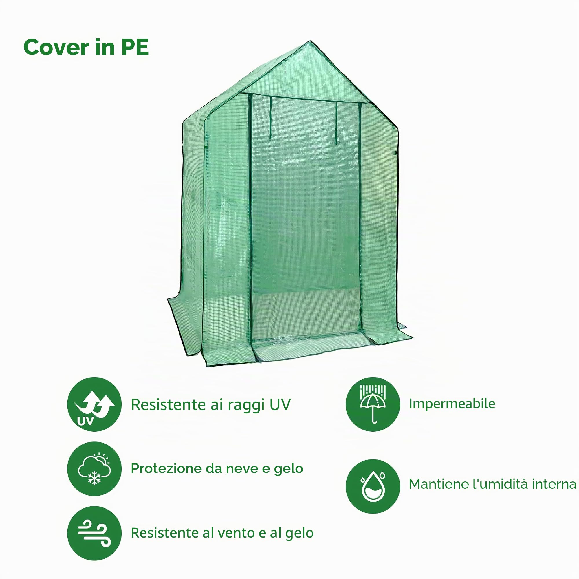 heyfurni Copertura di ricambio per serra in polietilene, copertura rinforzata a 3 livelli, 195 cm x 143 cm x 73 cm (altezza x larghezza x profondità), resistente copertura in polietilene inclusa