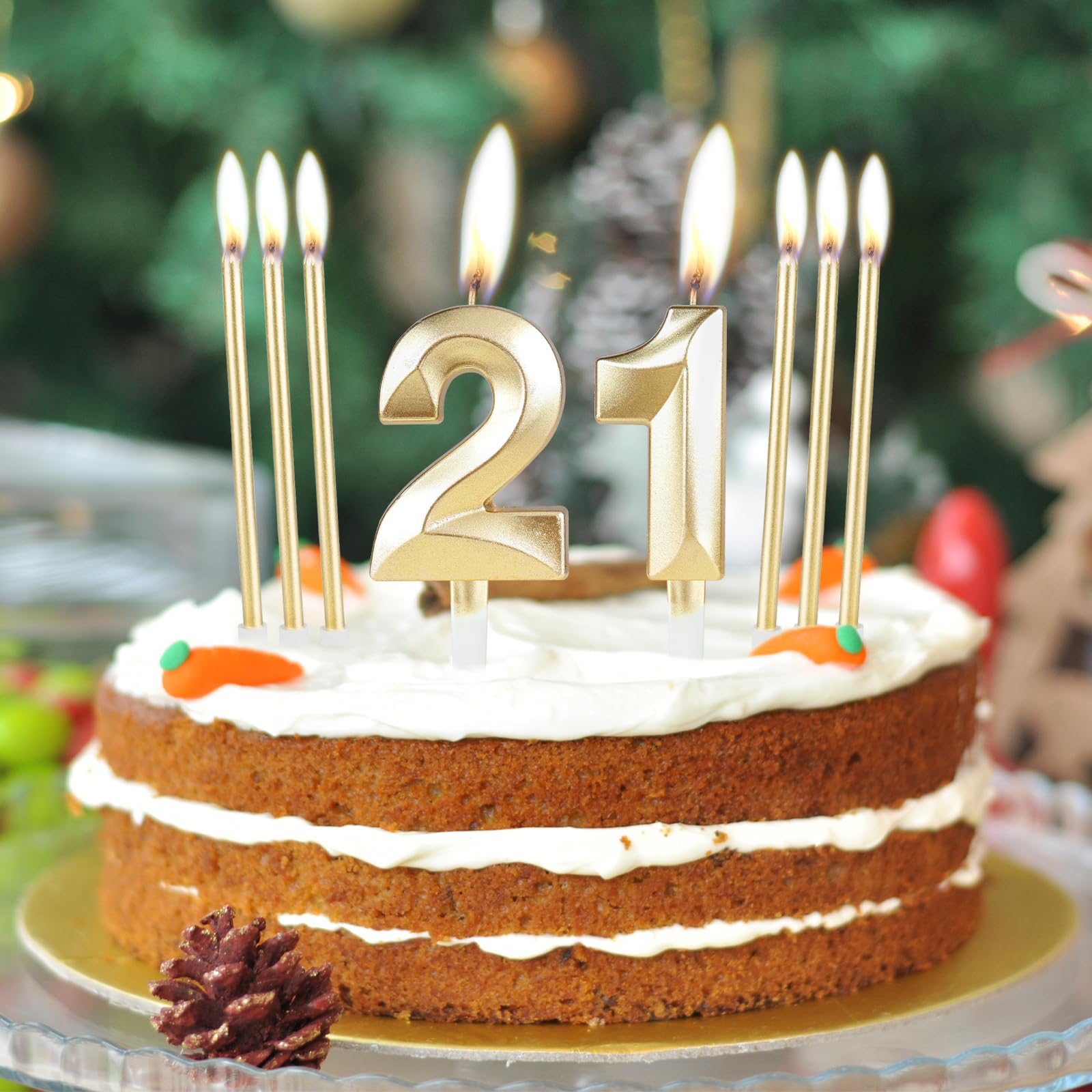 Goldener Kuchenaufsatz "24" Zum Geburtstag – 15,5 Cm Großer Glitzer-Aufsatz Für Die Torte
