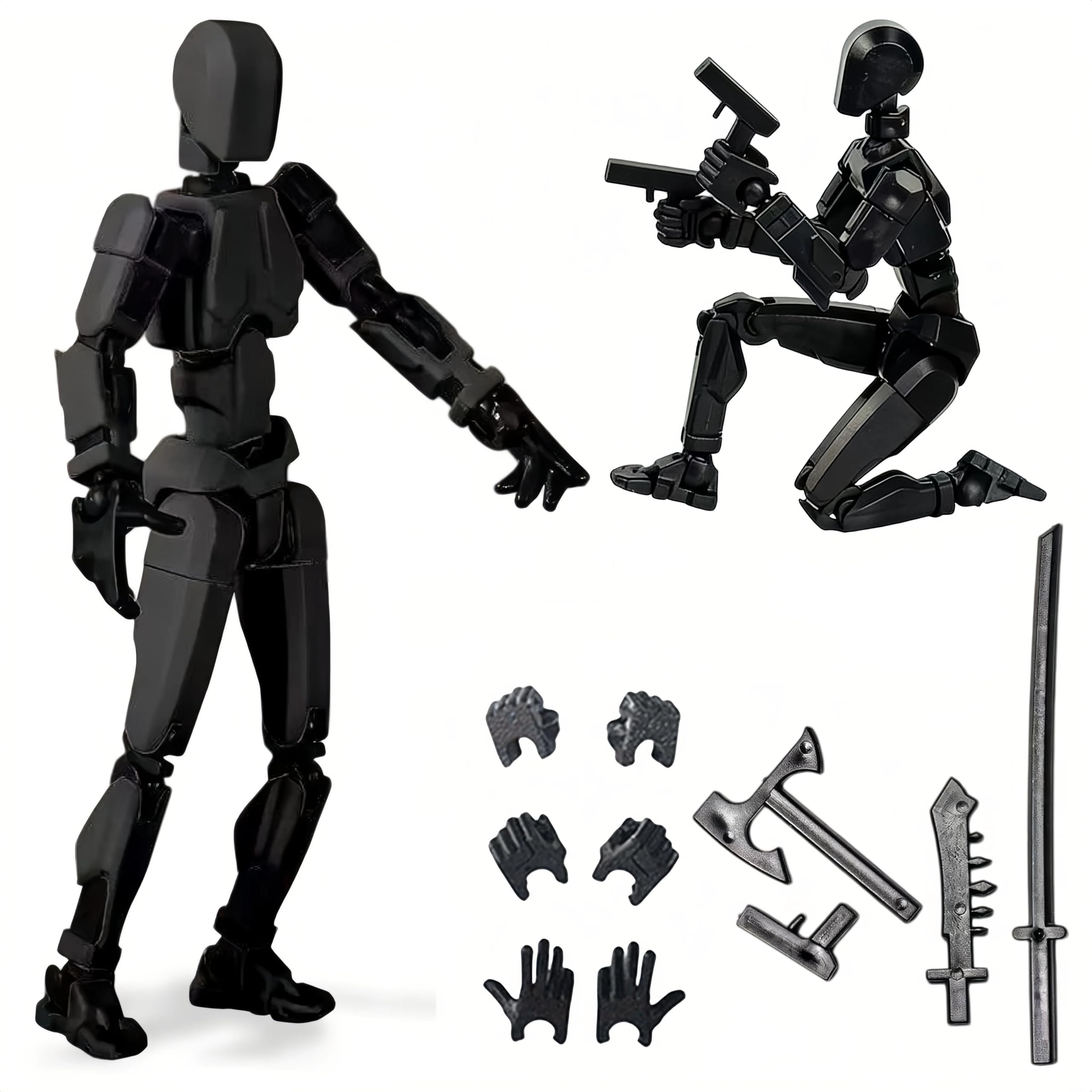 Titan 13 Action Figure, Assembly Completed 3D Printed Action Figure, Multi-Jointed Movable Dummy Robot, Articulated Desktop Toy for Collectors, Poseable Desk Decoration, Gifts for Kids Adults (Black)