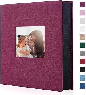 Artmag Fabric Photo Album 4x6 400 Large Capacity for Family Wedding Anniversary Linen Album Holds 400 Vertical Photos (400 Pockets, Purple)