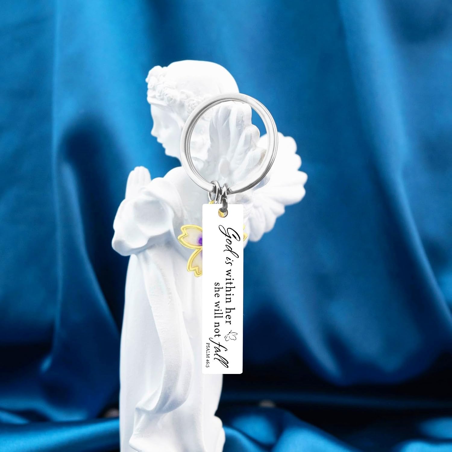 Christian Gifts for Women Religious Best Inspirational Baptism First Communion Gift for Girls Womens Adults Meaningful Jesus Catholic Scripture Bible Verse Psalm 46:5 Faith Keychain