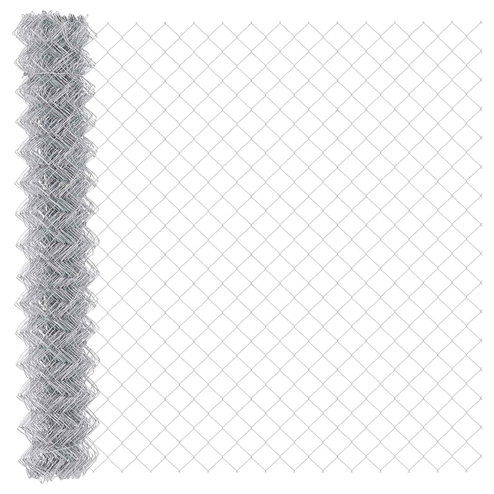 10ft x 1.6m Galvanised Steel Chain Link Fence Silver - Weather Resistant Rust Proof Outdoor Garden Boundary Roll, UV Stable Durable Fencing for Patio Terrace and Commercial Property Security
