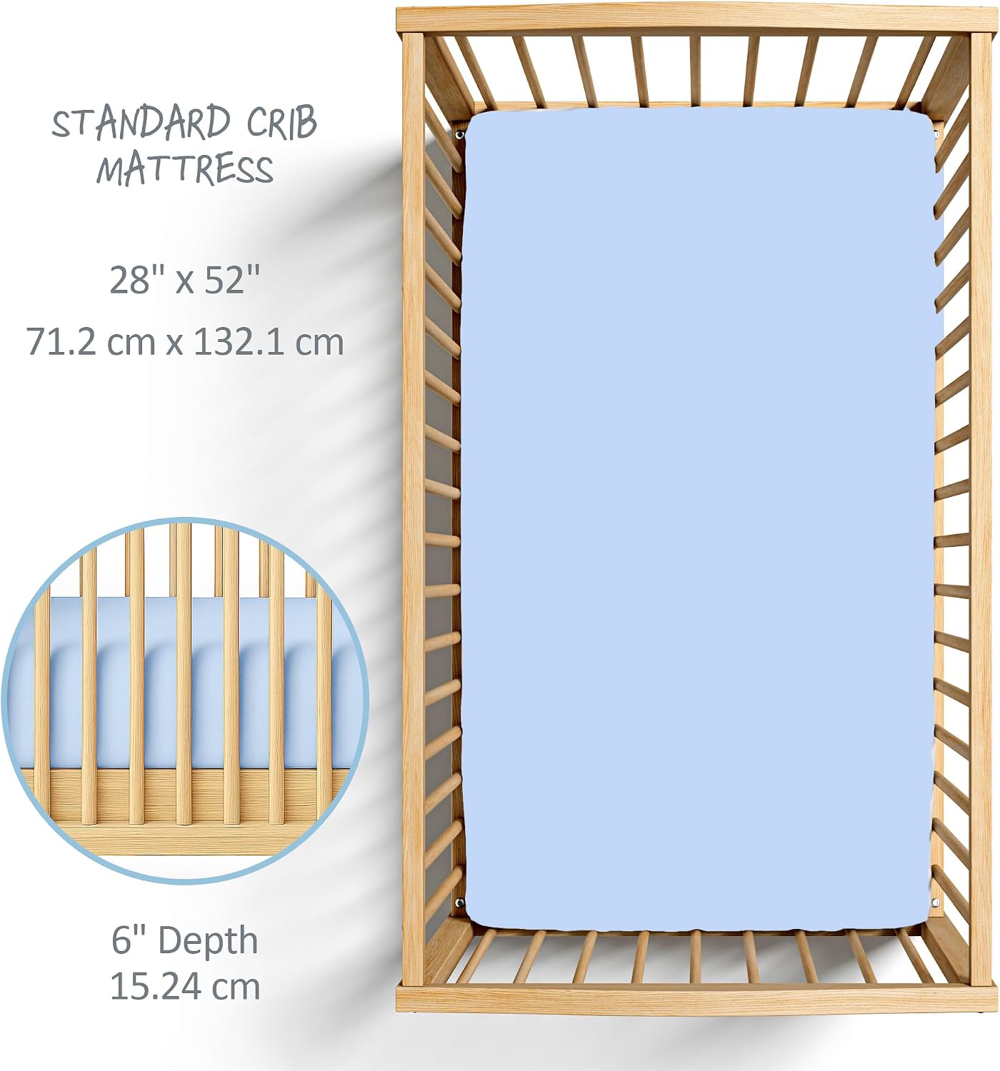 Butterblu Frankie Fitted Crib Sheet 100% Organic Cotton for Baby & Toddler Mattress, Breathable for Boys & Girls, Light Blue, One Size image 5