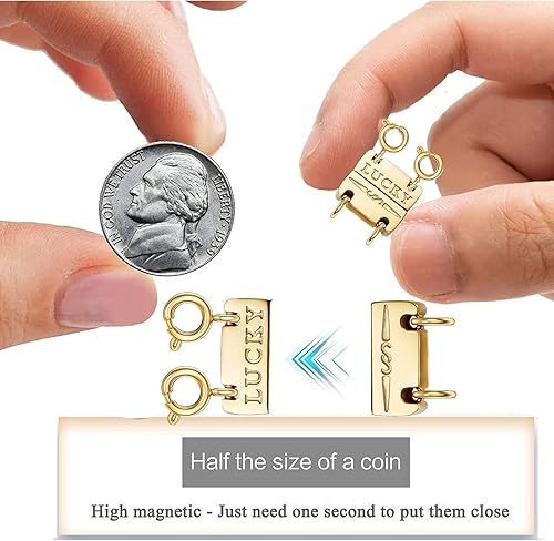 Miniatura 4 de Collar con cierre de capas para mujer, separadores de joyas de oro de 18 quilates y plata, cierre magnético de collar múltiple para mujer, aspecto