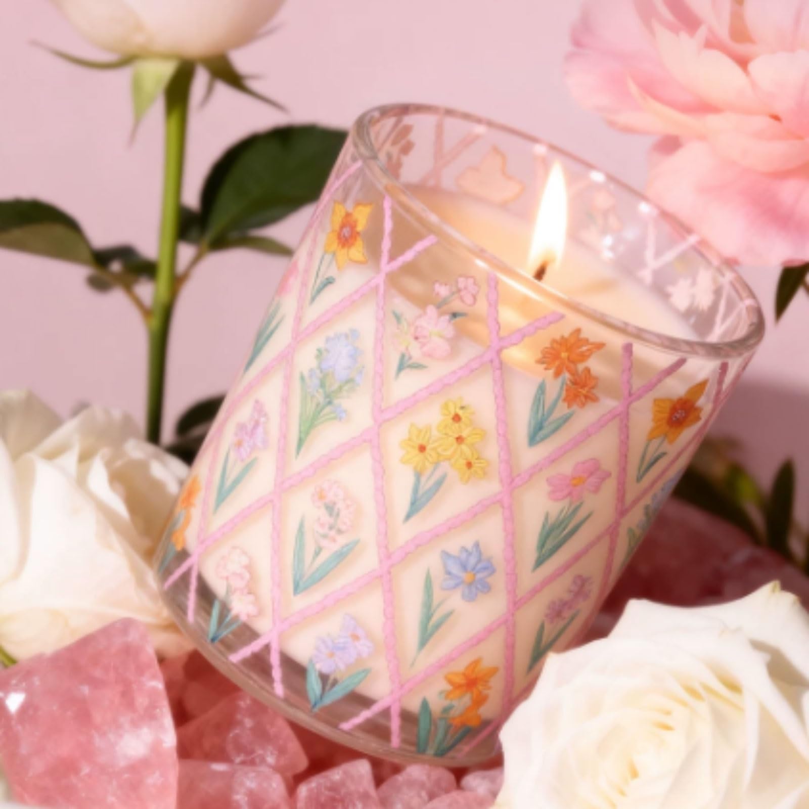 Velas de vidrio hechas con cera de soja y aceites esenciales, velas en tarro de té verde y azahar, de larga duración, perfumadas for el hogar(Blu)