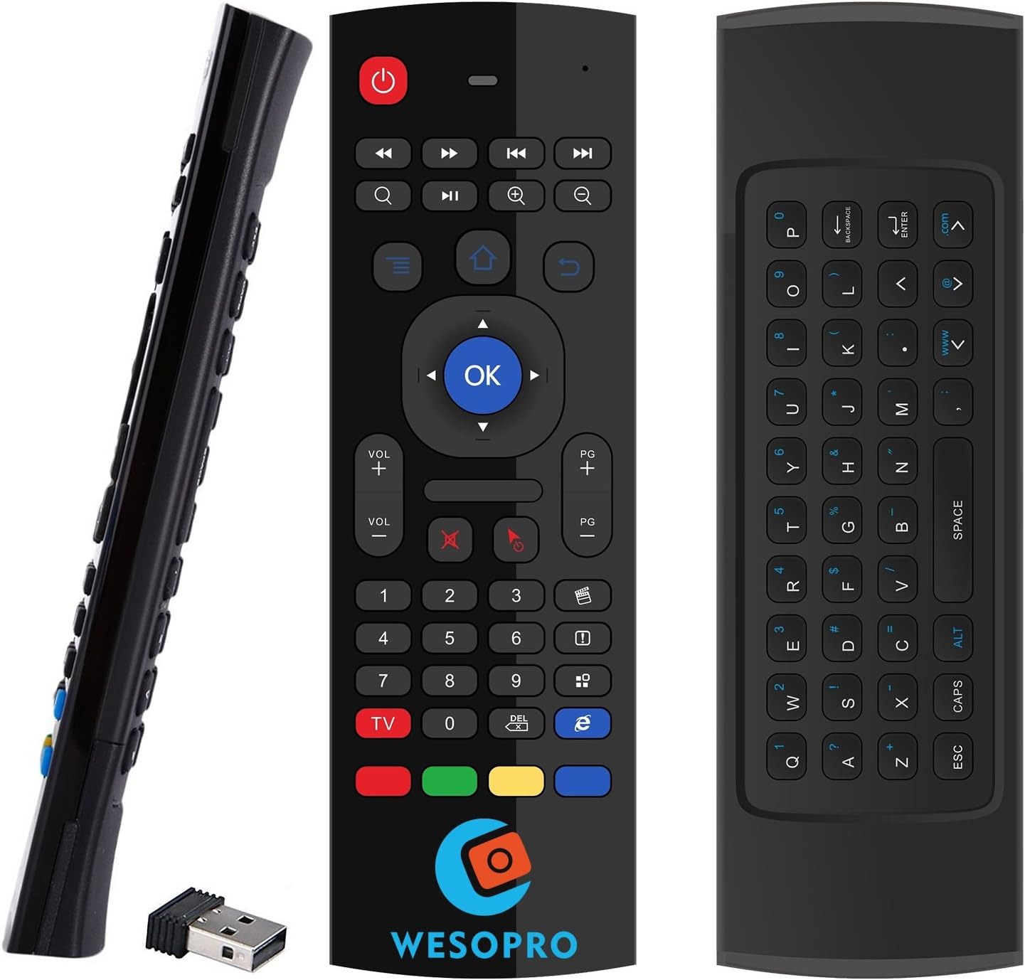 WESOPRO MX3 2.4GHz wireless air remote mouse with Keyboard and Infrared Remote Learning for Android TV Box Android Projector PC compatible with Android Windows iOS MAC Linux