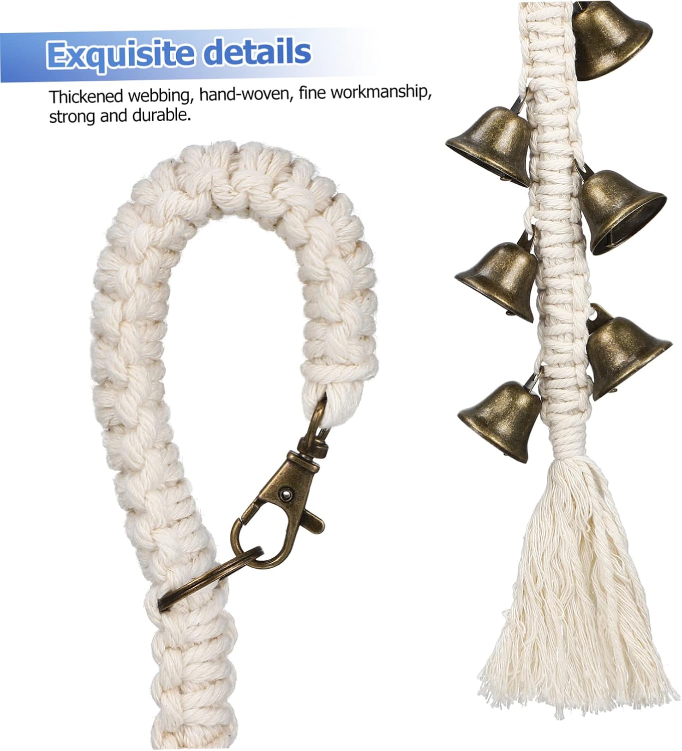 COLLBATH 2pcs Cotton Rope Dog Doorbells Training Dog Bells for Door Knob Pet Door Bell Ropes Loud for